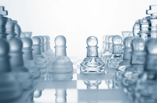 Transparent glass chess isolated on white — Stock Photo, Image