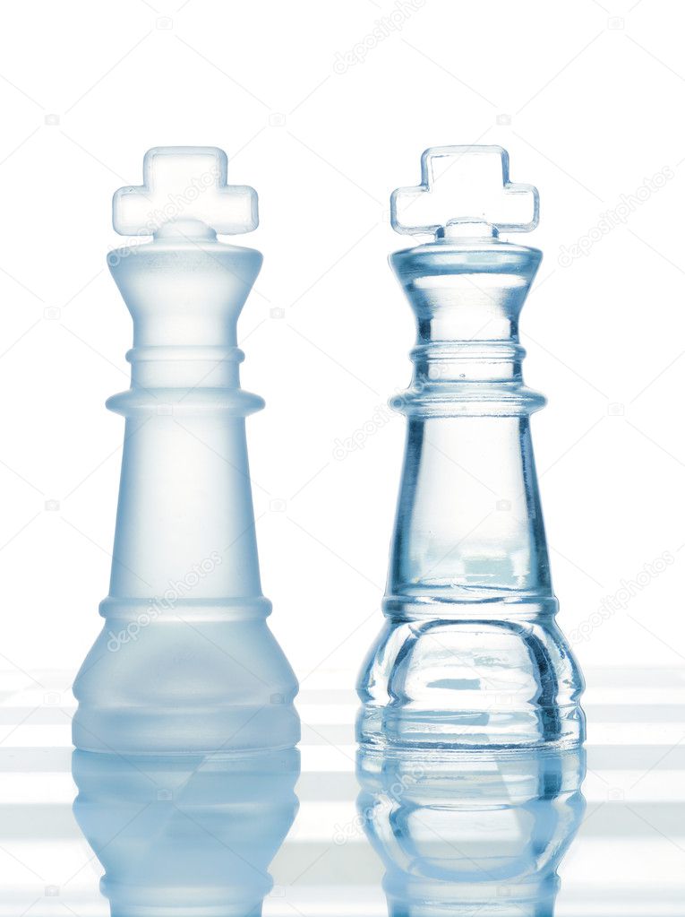 Chess glass transparent king isolated on white