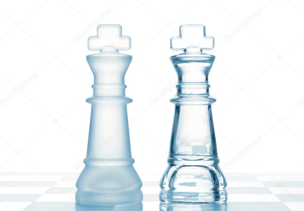 Chess glass transparent kings isolated on white