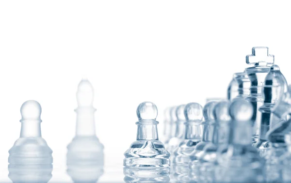 Transparent glass chess isolated on white — Stock Photo, Image