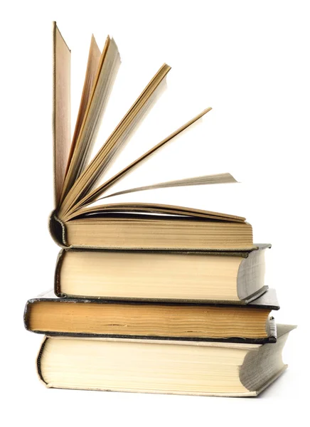 Gestapelte Bücher sind isoliert auf weiß — Stockfoto
