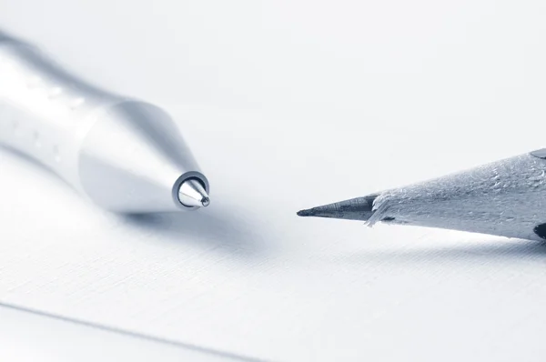 Pen and pencil closeup Royalty Free Stock Images