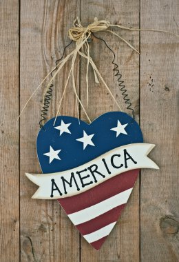 Vintage wooden patriotic decor clipart