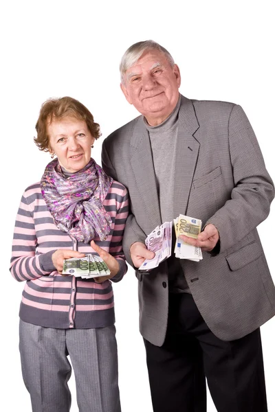 Idős házaspár, pénz — Stock Fotó