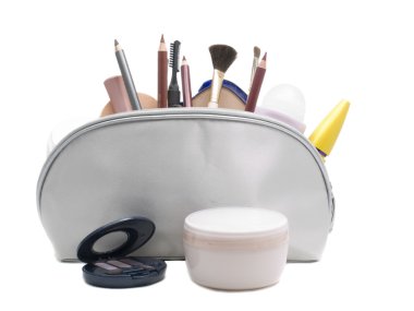 Cosmetic bag full of items clipart