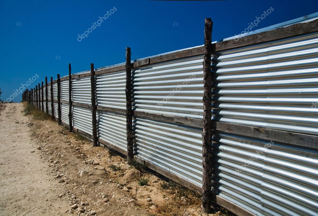 Corrugated Metal Fence Stock Photo By, How To Build A Corrugated Metal Fence With Posts