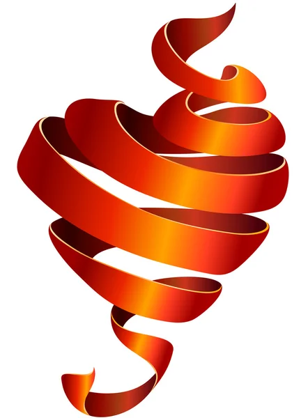 Red heart-shaped ribbon — Stock Vector
