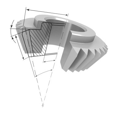 Gear in the section and drawing #2 clipart