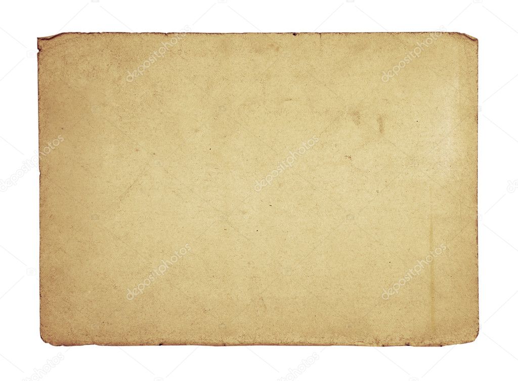 Old paper isolated on white background with clipping path