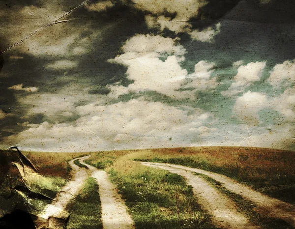 Dróg w polach — Zdjęcie stockowe