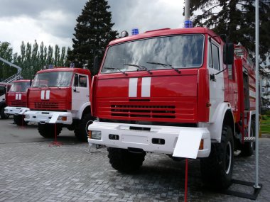 Three fire trucks clipart