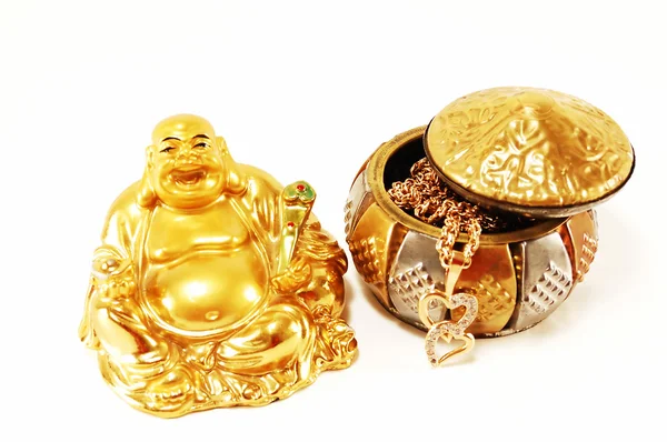 God of wealth and gold ornaments — Stock Photo, Image