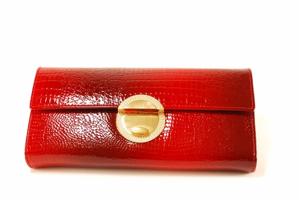 Red leather purse — Stock Photo, Image