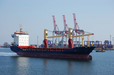 The vessel calling at the port clipart