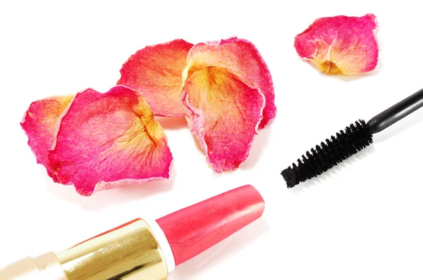 Lipstick with Brush for eyelashes — Stock Photo, Image