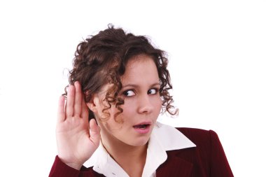 Business woman listening gossip clipart