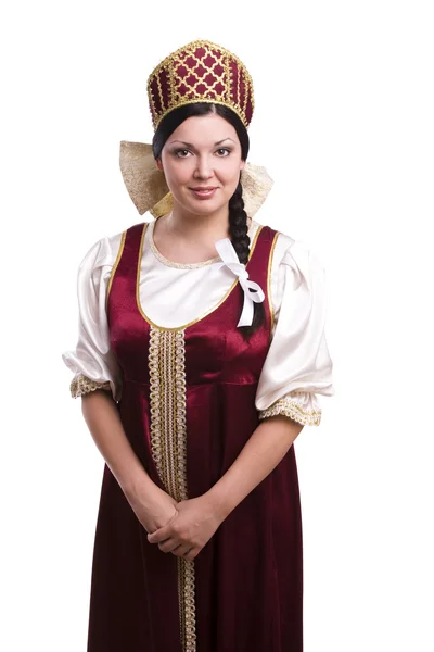 俄罗斯传统服饰的女人 图库图片