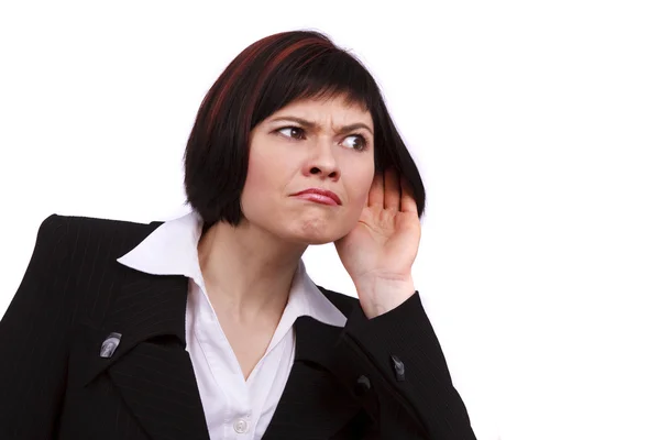 Mujer de negocios escuchando chismes —  Fotos de Stock