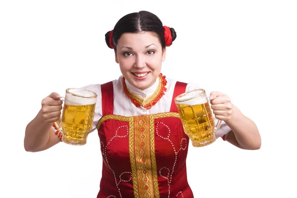 Tyska engelska kvinna med öl Stockbild