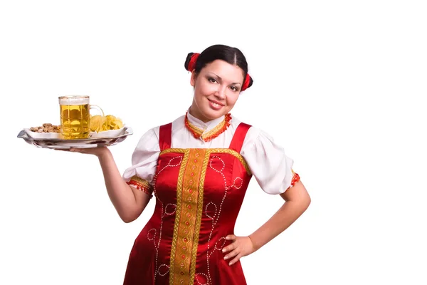 Německy/Bavorský žena s pivem — Stock fotografie