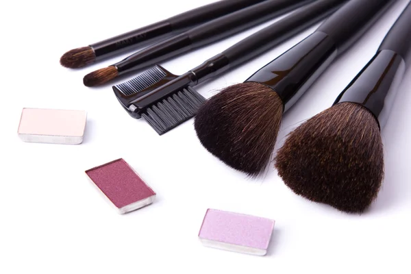 Escovas para maquiagem e sombra de olhos — Fotografia de Stock