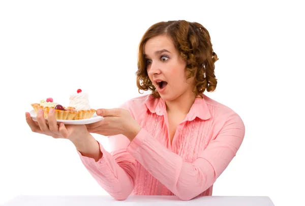 Женщина с тортом — стоковое фото