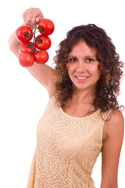 Donna con pomodoro — Foto Stock