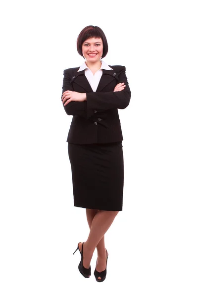 Businesswoman dressed in black suit. Stock Picture
