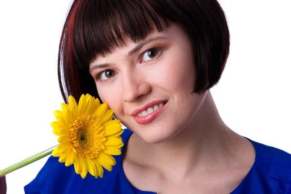 Vrouw met bloem. — Stockfoto
