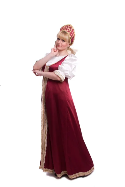 Donna in costume tradizionale russo Fotografia Stock