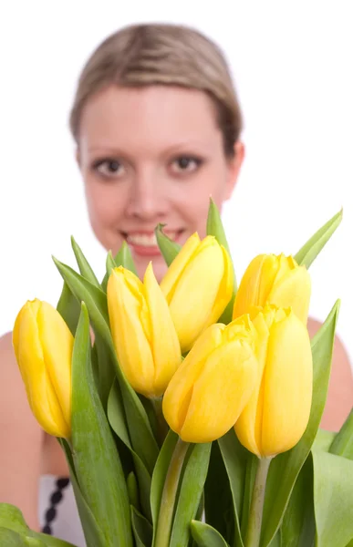 Mujer con tulipanes —  Fotos de Stock