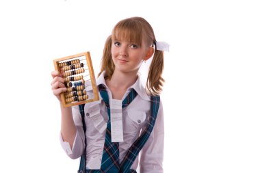 Poor student with abacus. clipart