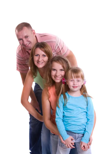 Familia feliz. madre, padre y dos hijas —  Fotos de Stock