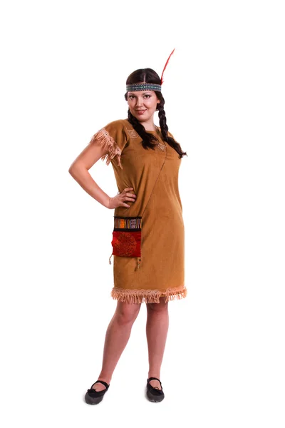 Žena v kostýmu indiána Stock Obrázky