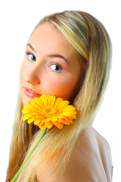 Giovane donna con un fiore — Foto Stock