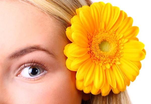 Augenfrau und Blume — Stockfoto