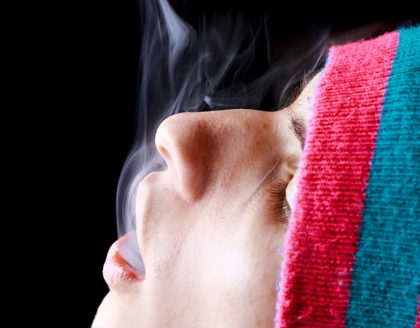 Man blowing smoke — Stock Photo, Image