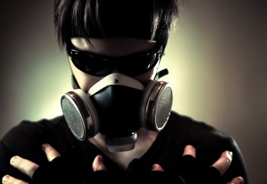 Cool man in protective mask clipart