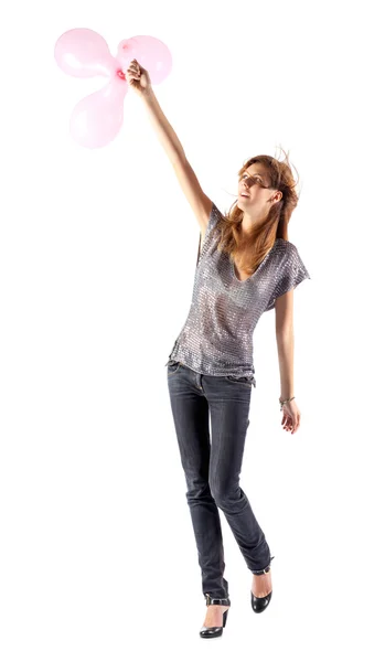 Młoda szczupła kobieta z balonów — Zdjęcie stockowe
