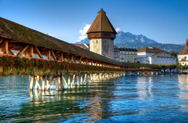 Wooden bridge in Lucerne clipart