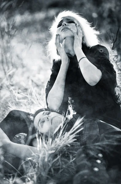 Goth women sorrow — Stock Photo, Image
