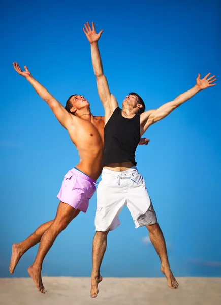 Dois desportistas a saltar — Fotografia de Stock