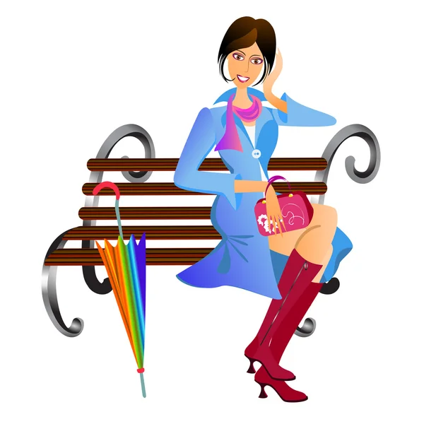 Девушка из моды на скамейке запасных — стоковый вектор