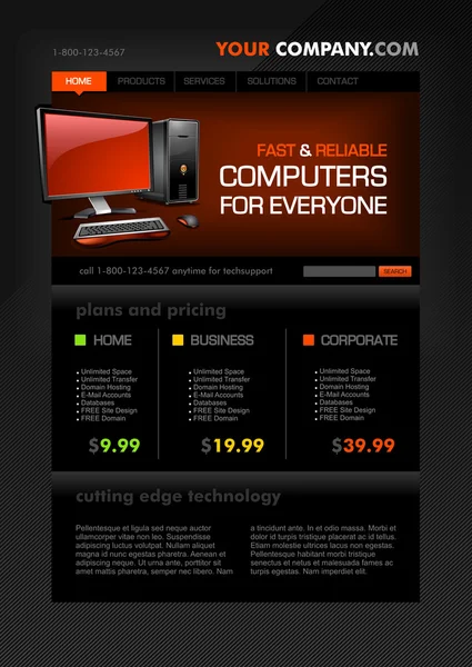 Modello di pagina web del negozio di computer — Vettoriale Stock