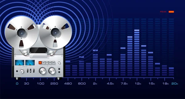 模拟录音机上频谱分析仪 — 图库矢量图片