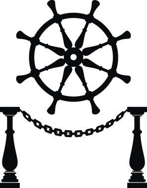 Helm. Steering wheel and anchor chain clipart
