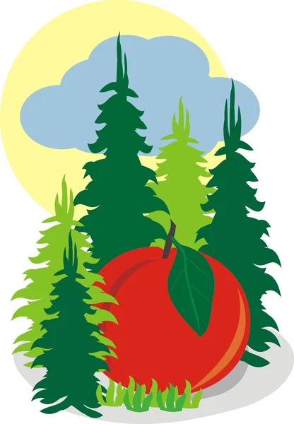 Velké jablko víla v lese jedle — Stockový vektor