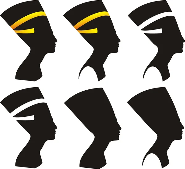 Nefertiti altı vector silhouettes — Stok Vektör