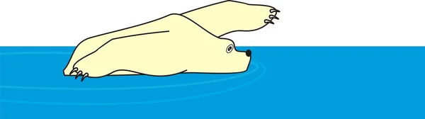 Polar white bear zwemmen — Stockvector