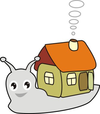 Cartoon snail with a house clipart